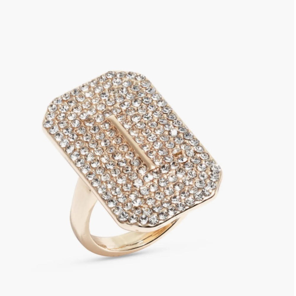 Open Edit Crystal Pavè Emerald Cocktail Ring